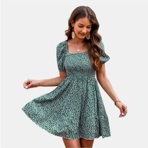 CUPSHE Floral Green Dress